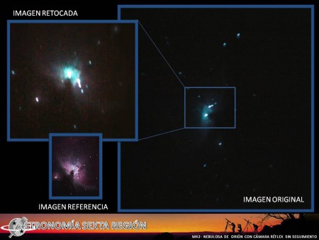 NEBULOSA DE ORION CAPTURADA EN UNA TOMA CON CAMARA FOTOGRAFICA